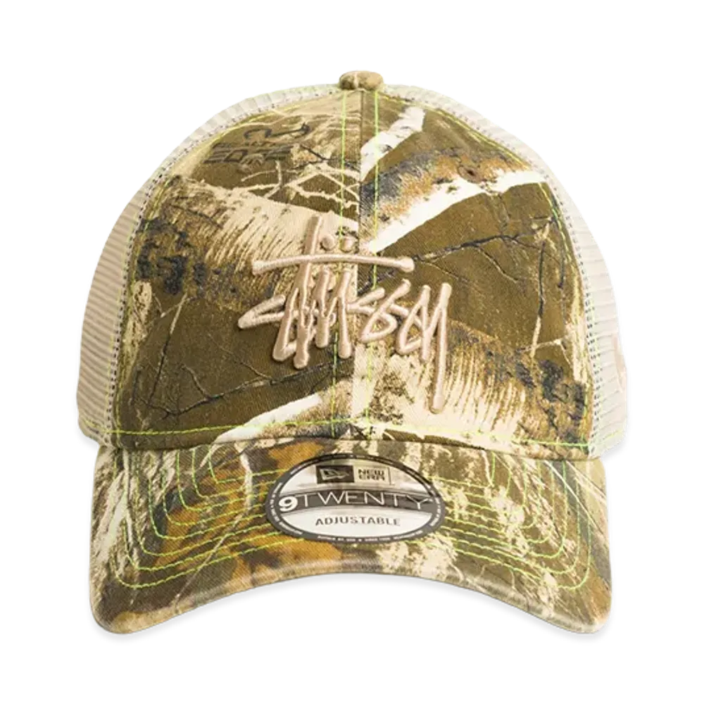 Stussy New Era 9Twenty Washed Basic Trucker "Real Tree Edge"