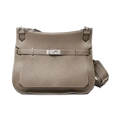 Hermes Jypsiere Clemence Leather Shoulder Bag "Etoupe"