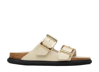BIRKENSTOCK Women's Arizona Droplet Buckle "High-Shine Ecru"