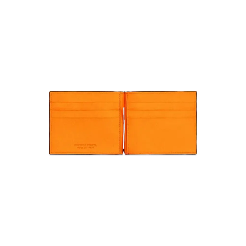 Bottega Veneta Bill Clip Wallet "Black/Papaya"
