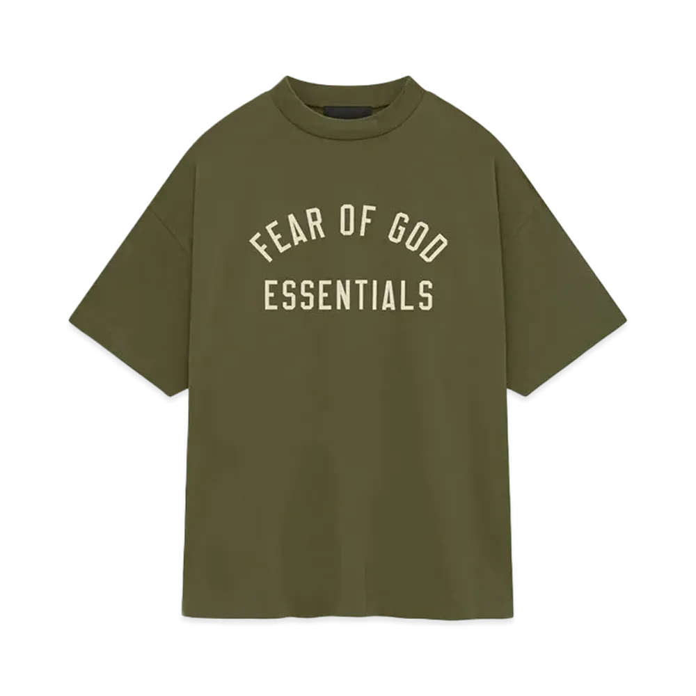 FEAR OF GOD ESSENTIALS Jersey Crewneck Tee "Military"