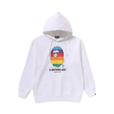 A BATHING APE Crystal Ape Head Oversized Pullover Hoodie "White"