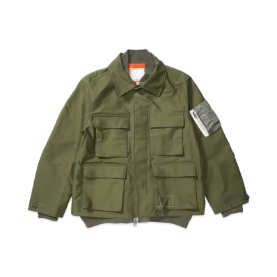 WTAPS x sacai Cotton Back Satin Jacket 02 / Jacket / Cotton Back Satin "Olive Drab"