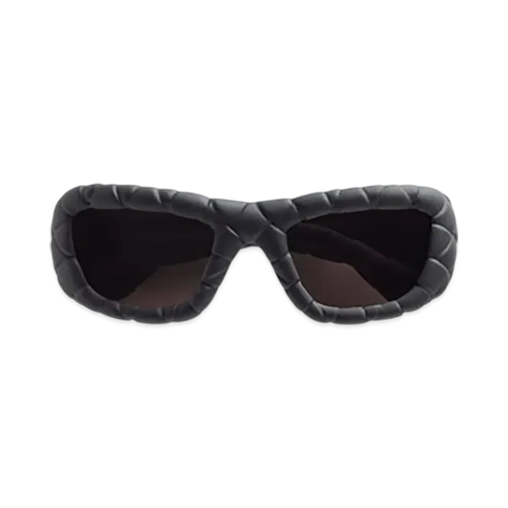 Bottega Veneta Intrecciato Rectangular Sunglasses "Black/Gray"