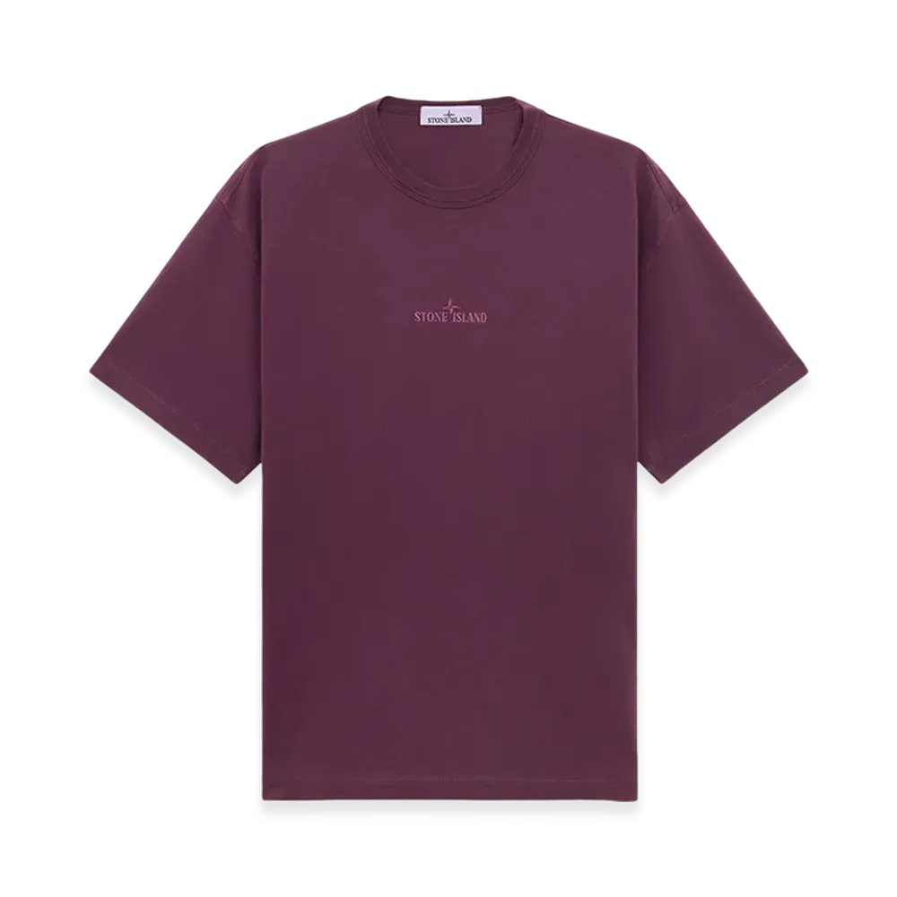 Stone Island 22258 24/1 Cotton Jersey Old Effect S/S T-Shirt with Embroidery - 24FW "Burgundy"