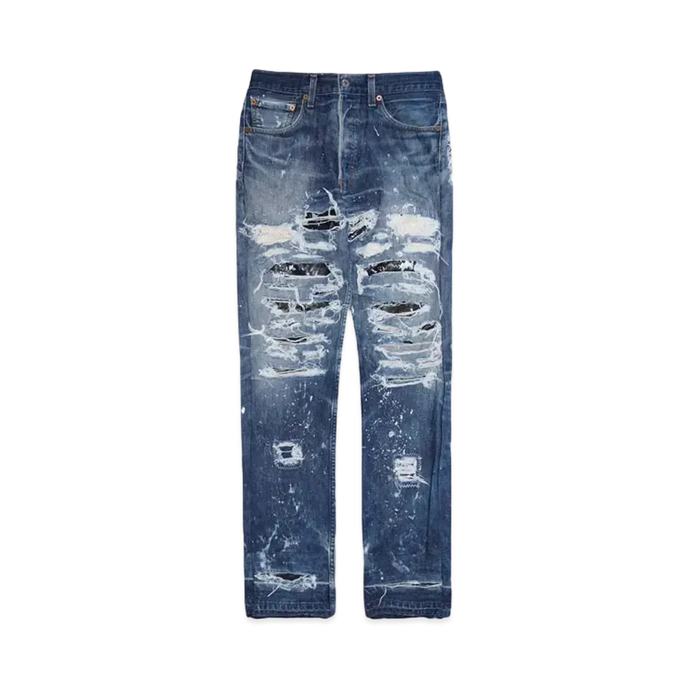 INNOCENCE NYC DESTROY LEATHER DENIM PANTS 32inch "Lt Denim"