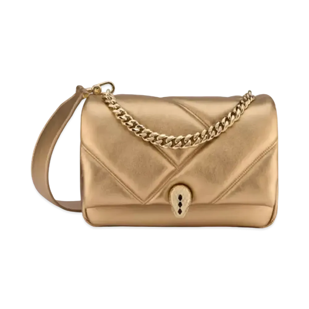 BVLGARI Serpenti Cabochon Maxi Chain Crossbody Mini Bag "Antique Gold"