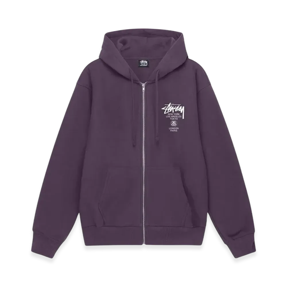 Stussy World Tour Zip Hoodie 2023 "Grape"