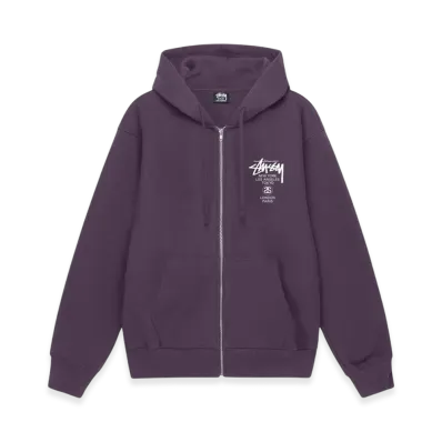 Stussy World Tour Zip Hoodie 2023 "Grape"