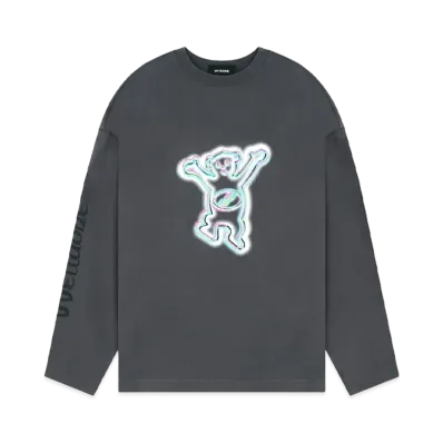 WE11DONE Colorful Teddy Print Long-Sleeved T-shirt "Charcoal"