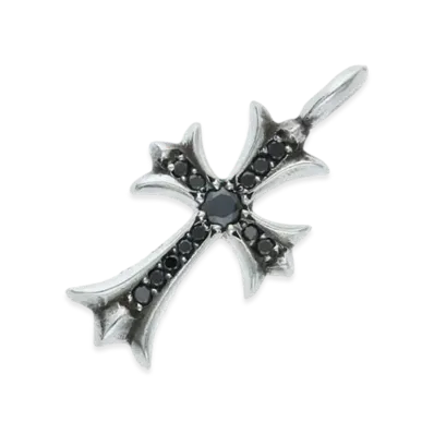 Chrome Hearts Tiny Fat Cross Pave Diamond Charm "Black/Silver"