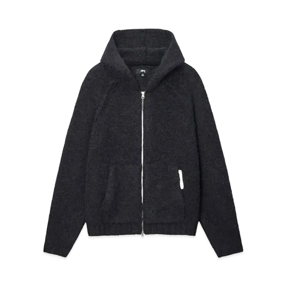 Stussy Chunky Sweater Zip Hood "Black"