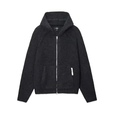Stussy Chunky Sweater Zip Hood "Black"