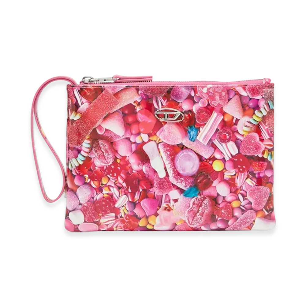 Diesel Play Pouch Ii Pouch In Printed Glossy Pu "Pink White"