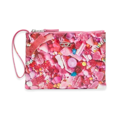 Diesel Play Pouch Ii Pouch In Printed Glossy Pu "Pink White"