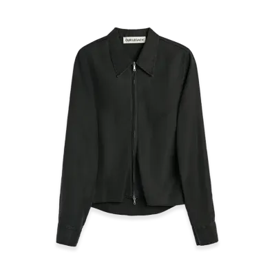 OUR LEGACY Women's Slim Zip Shirt "Lacquer Black Mirror Tencel"