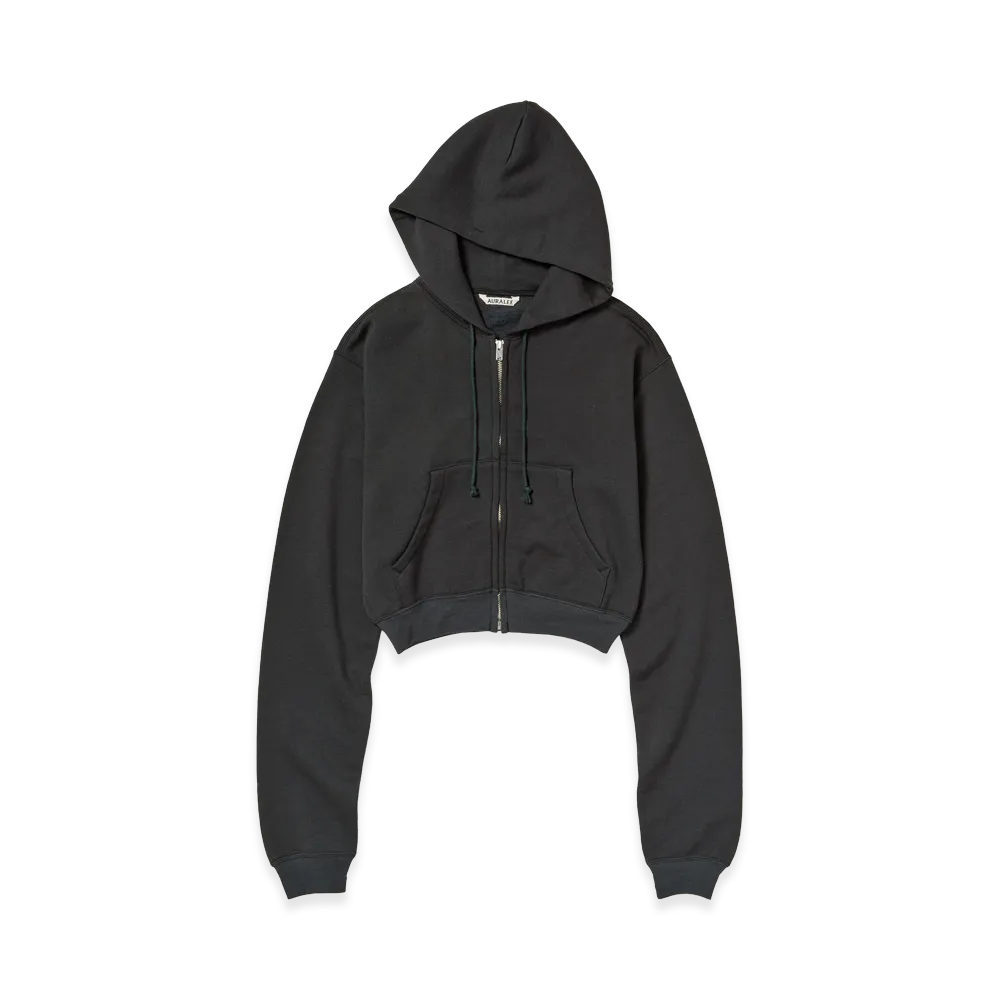 AURALEE Women's High-Twist Compact Sweat Zip Parka "Ink Black"