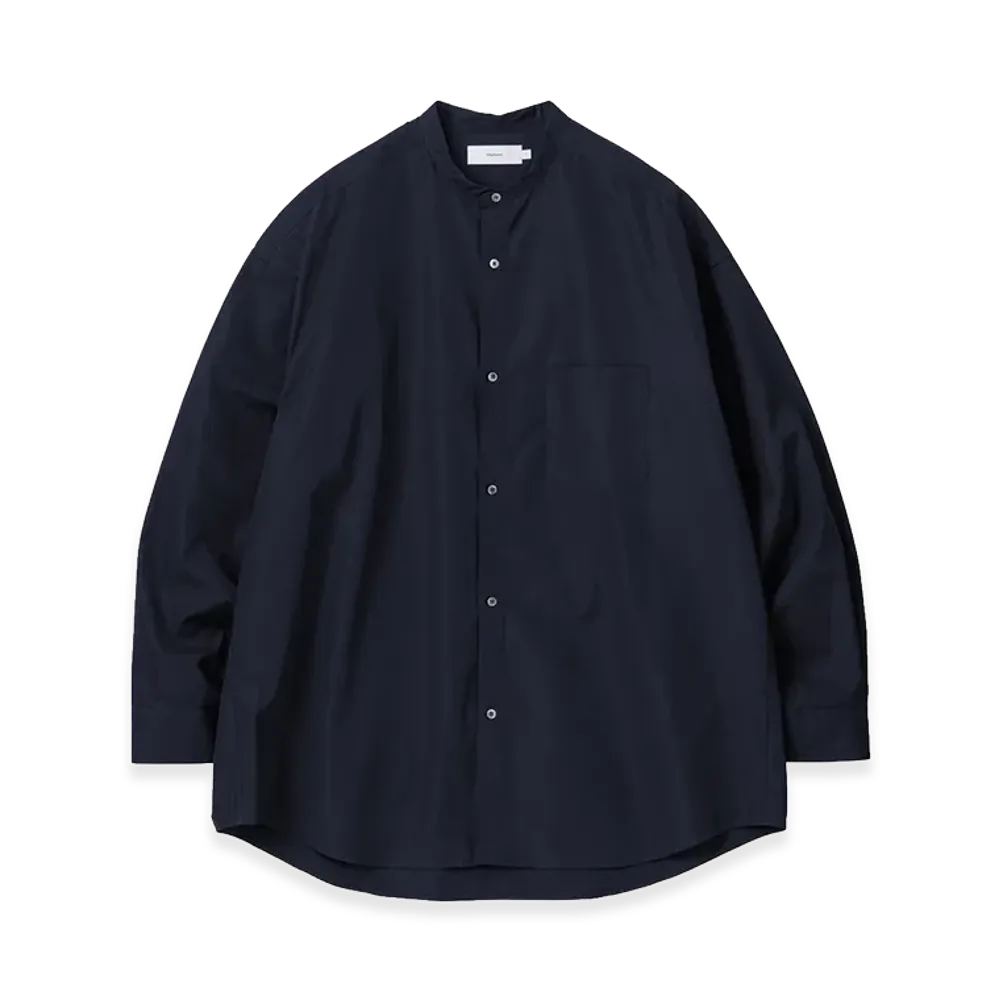 Graphpaper High Count Band Collar Round Cut Oversized Shirt "Navy"