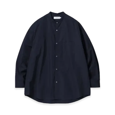 Graphpaper High Count Band Collar Round Cut Oversized Shirt "Navy"