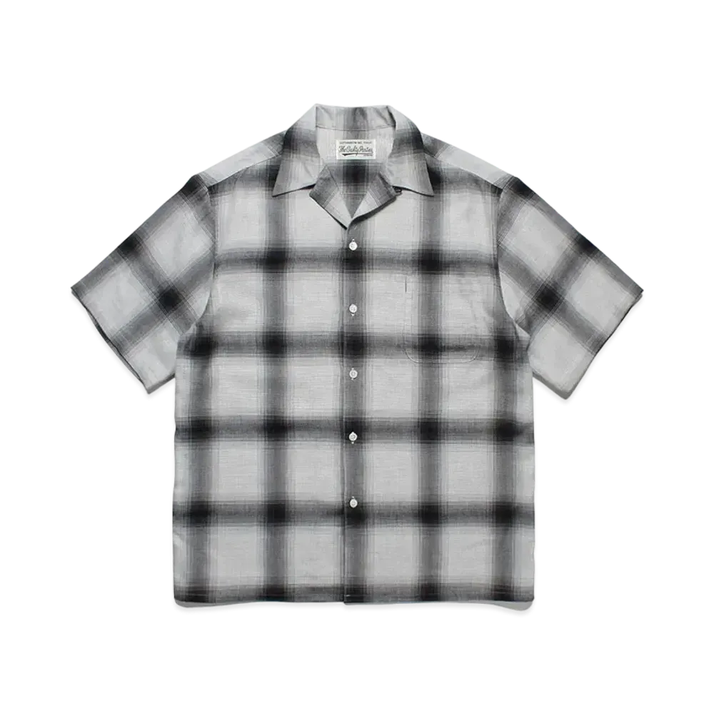 WACKO MARIA Check Open Collar Shirt "White/Purple"
