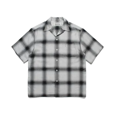 WACKO MARIA Check Open Collar Shirt "White/Purple"