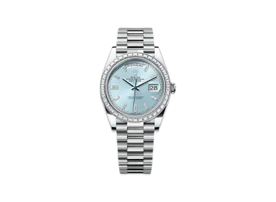 ROLEX Day-Date 40mm Platinum Diamond 228396TBR "Ice Blue"