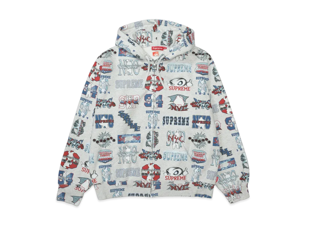 Supreme Flash Zip Up Hooded Sweatshirt "Ash Grey"