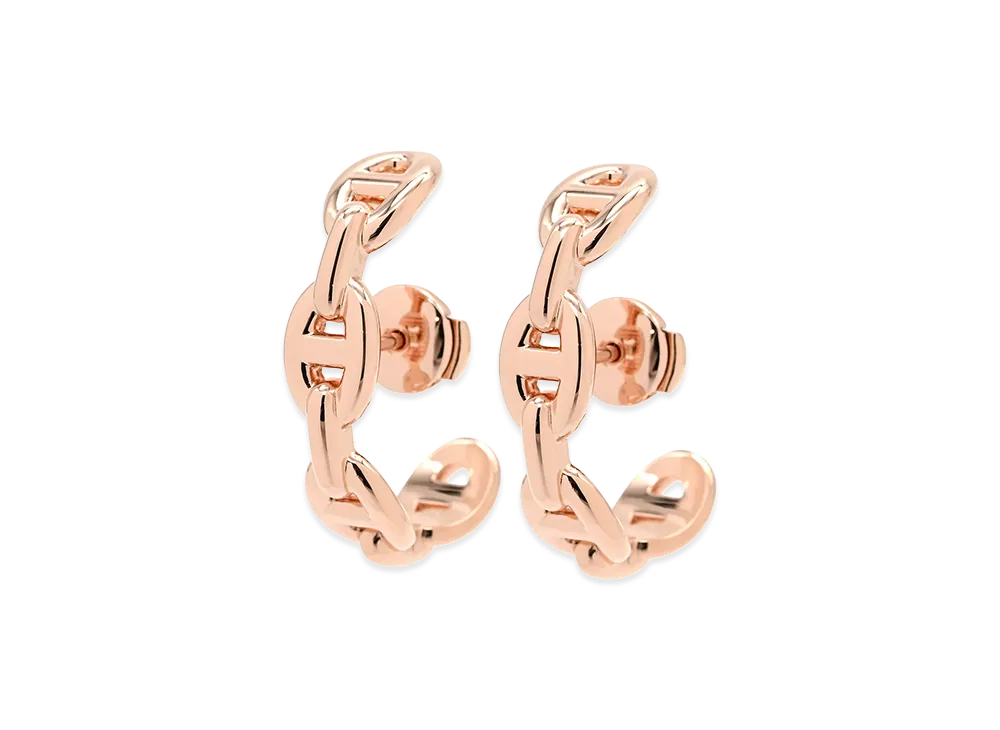 Hermes Chaine D'ancre Enchainee Earrings "Pink Gold"