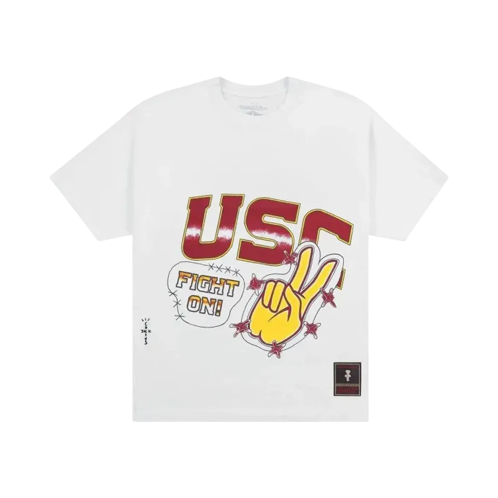Travis Scott x M&N x USC Handdrawn Tee "White"