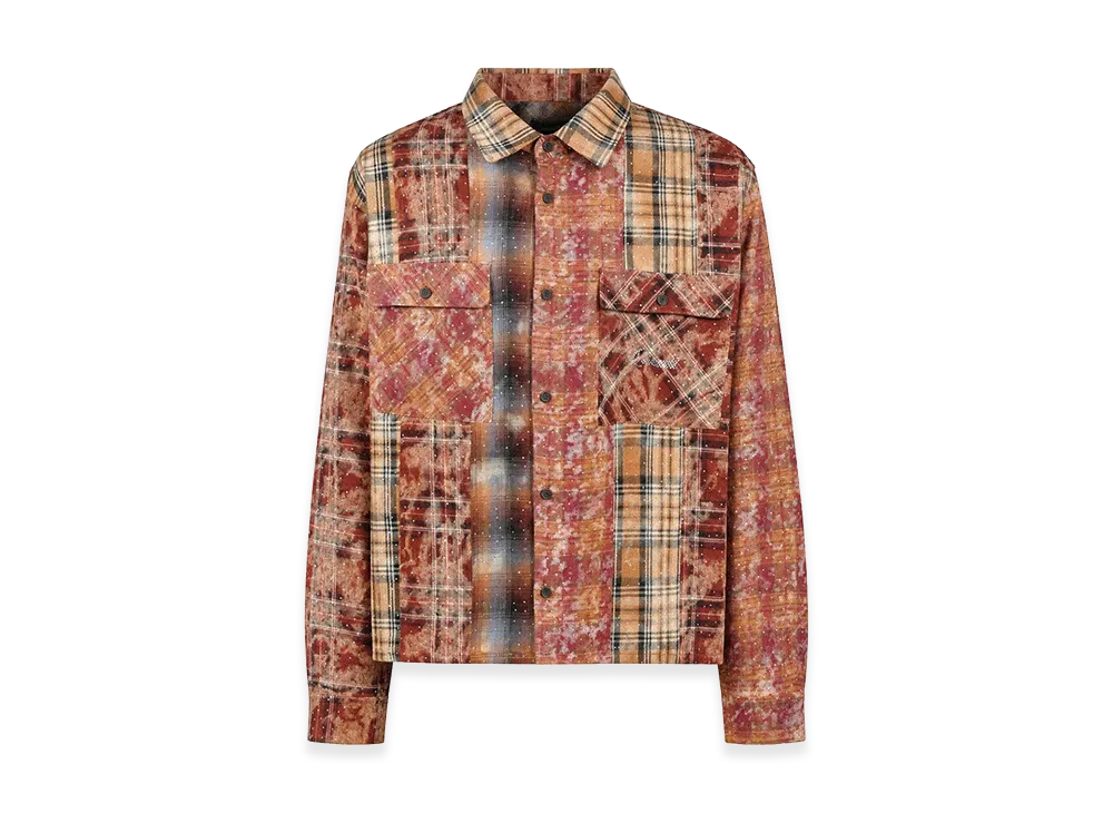 BREATH Rhinestone Crazy Check Shirt "Red"