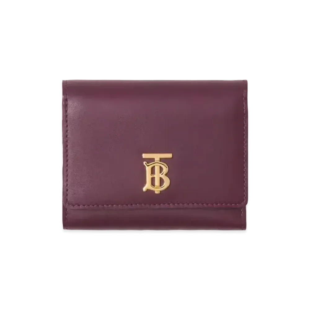 Burberry Small Monogram Motif Leather Folding Wallet Deep "Maroon"