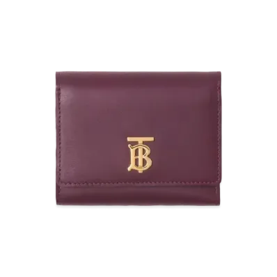 Burberry Small Monogram Motif Leather Folding Wallet Deep "Maroon"