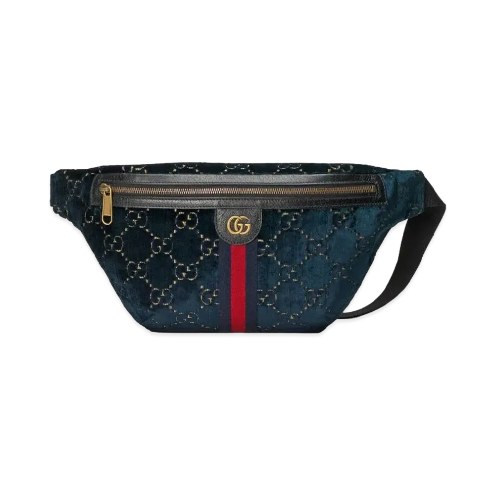 GUCCI Belt Bag GG Velvet "Blue"