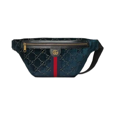 GUCCI Belt Bag GG Velvet "Blue"