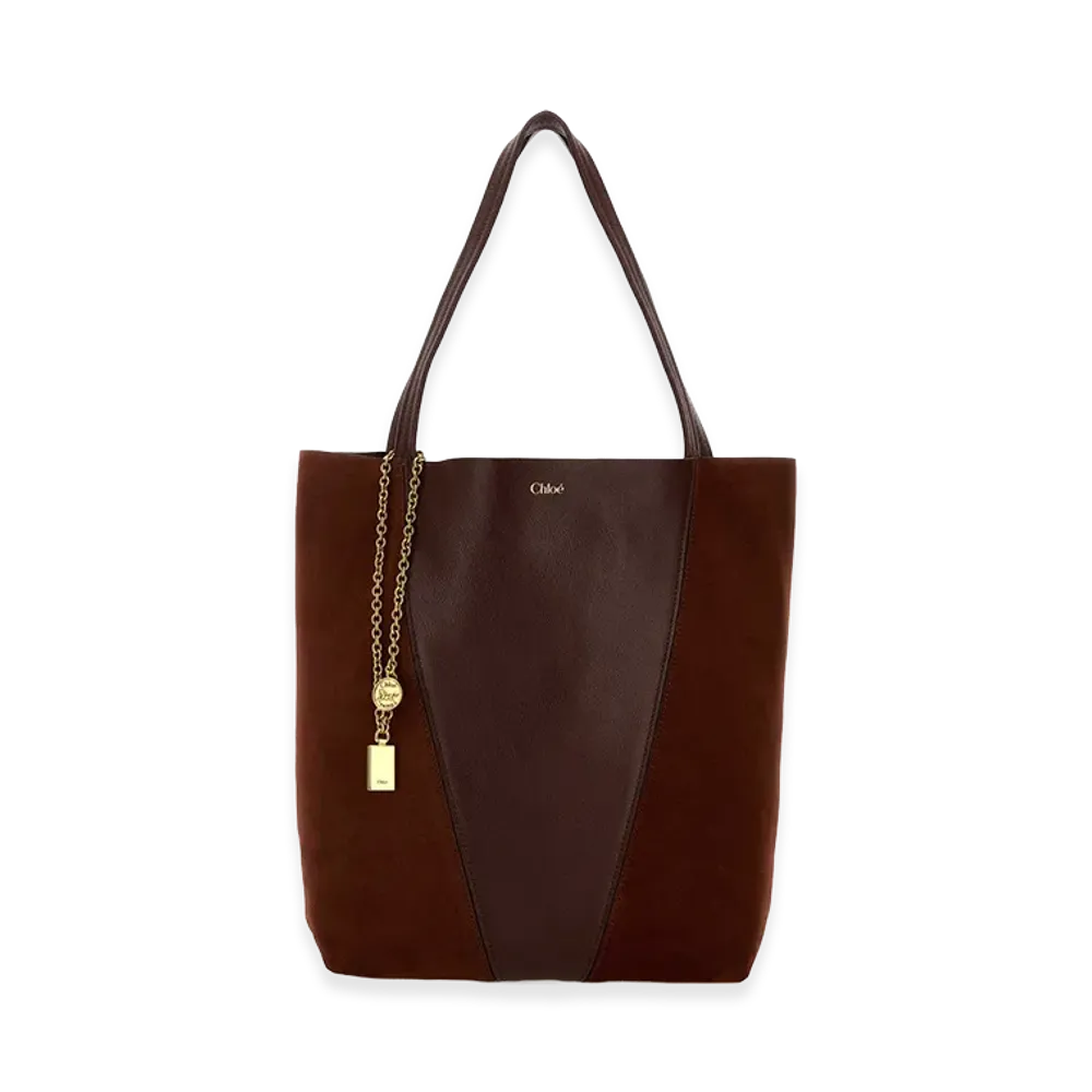 Chloe Women's Leather And Suede Chloa Spin Shopping Bag "Burgundy"