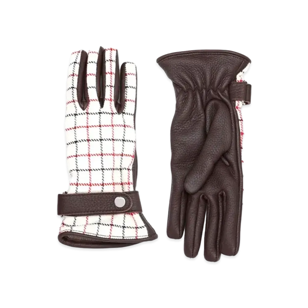 Maison Margiela Plaid Pattern Leather Gloves