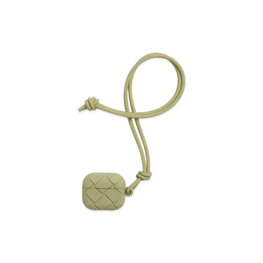 Bottega Veneta Intrecciato Rubber Silicon AirPods Case "Travertine"