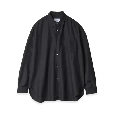 ssstein Wool/Silk Regular Collar Shirt "Black"
