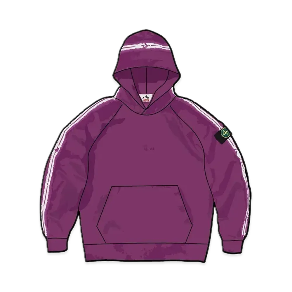 Supreme x Stone Island Stripe Hooded Sweatshirt "Purple"