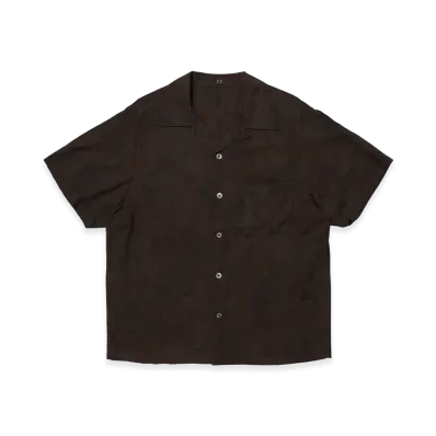T.T Taiga Takahashi LOT.113 Open Collar Shirt "Mud Dyed Brown"