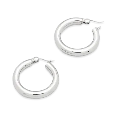 TOMWOOD Classic Hoops Thick Medium "Silver"