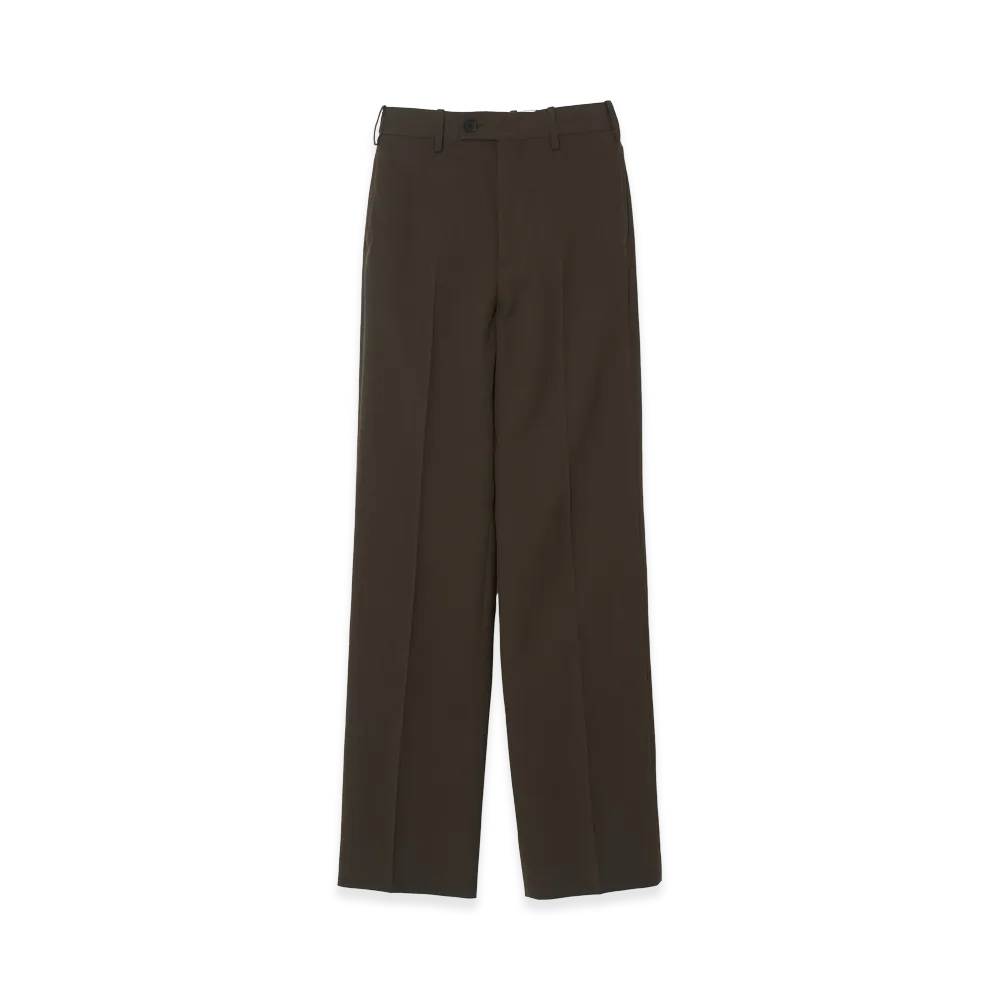 YOKE Super120's Wool Serge Straight Trousers "Khaki"