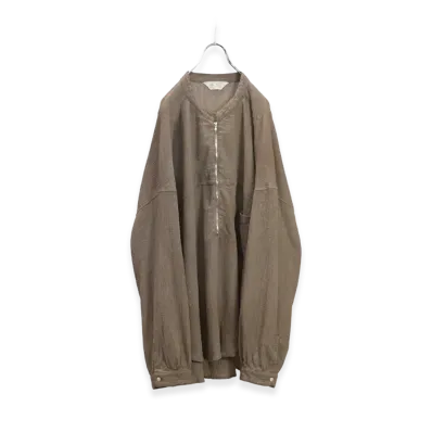 ANCELLM Crepe Half Zip Shirt "Greige"
