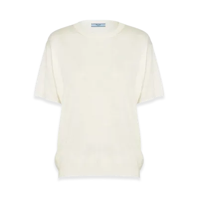 PRADA Women's Silk Crewneck Sweater "Natural"