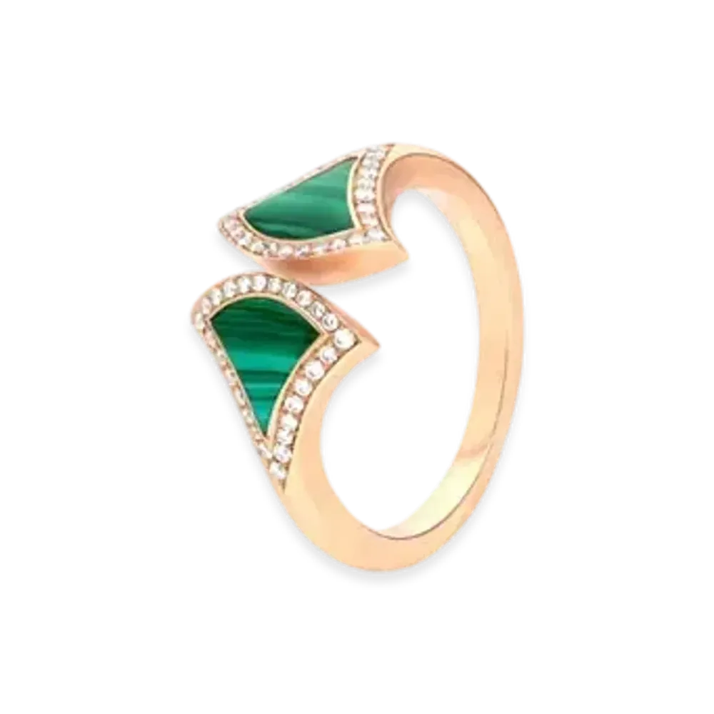 BVLGARI Divas' Dream Ring With Pave Diamonds "Pink Gold/Green"