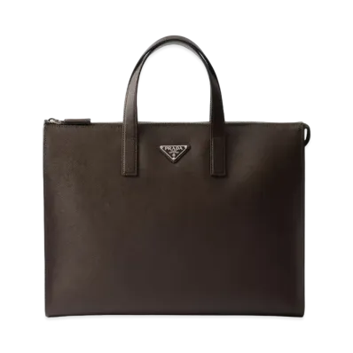 PRADA Saffiano Leather Tote "Dark Brown"