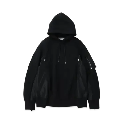 sacai Sponge Sweat x Nylon Twill Hoodie "Black/Black"
