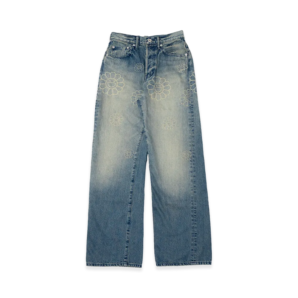 Takashi Murakami Flowers Jacquard Denim Pants "Light Blue"