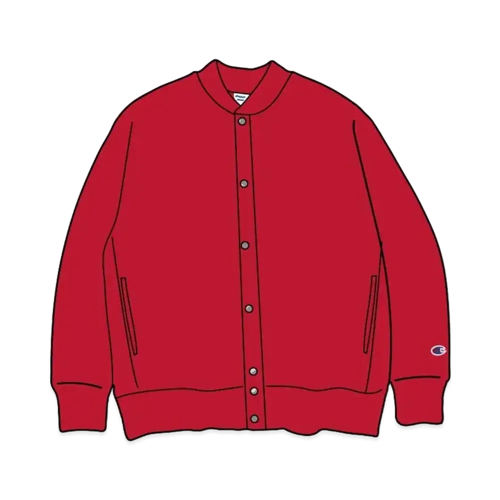 BEAMS x Champion x MIN-NANO Reverse Weave Snap Jacket "Red"