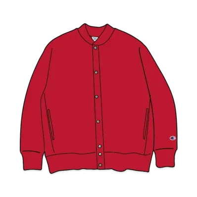 BEAMS x Champion x MIN-NANO Reverse Weave Snap Jacket "Red"